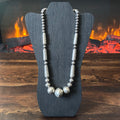 Sterling Handmade Graduated Cylinder Bead Stamped Floral Necklace