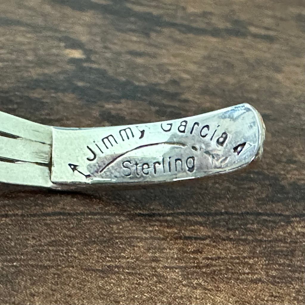 Navajo Jimmy Garcia Turquoise 7 Stone Sterling Twist Wire Bezel Raindrop Cuff