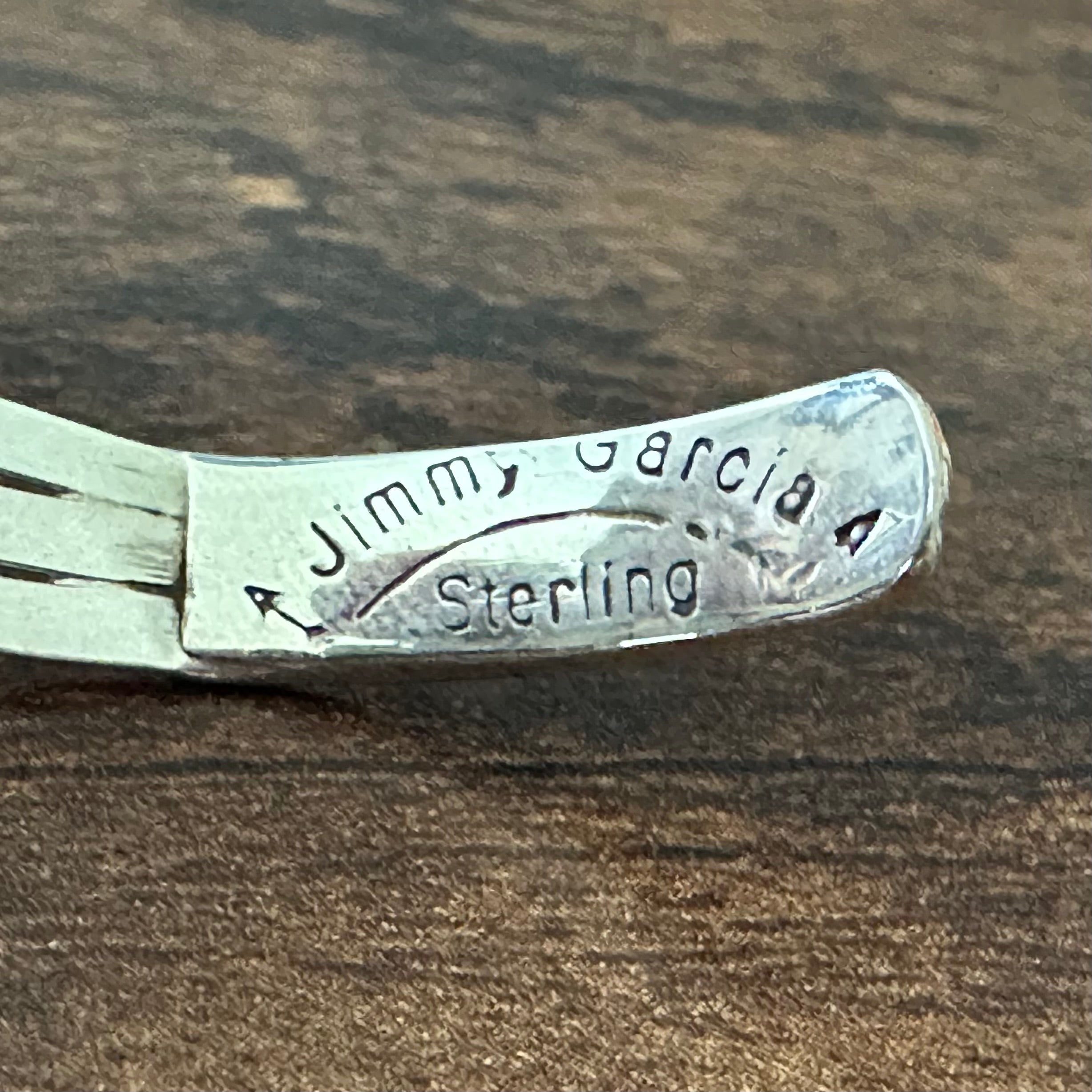Navajo Jimmy Garcia Turquoise 7 Stone Sterling Twist Wire Bezel Raindrop Cuff